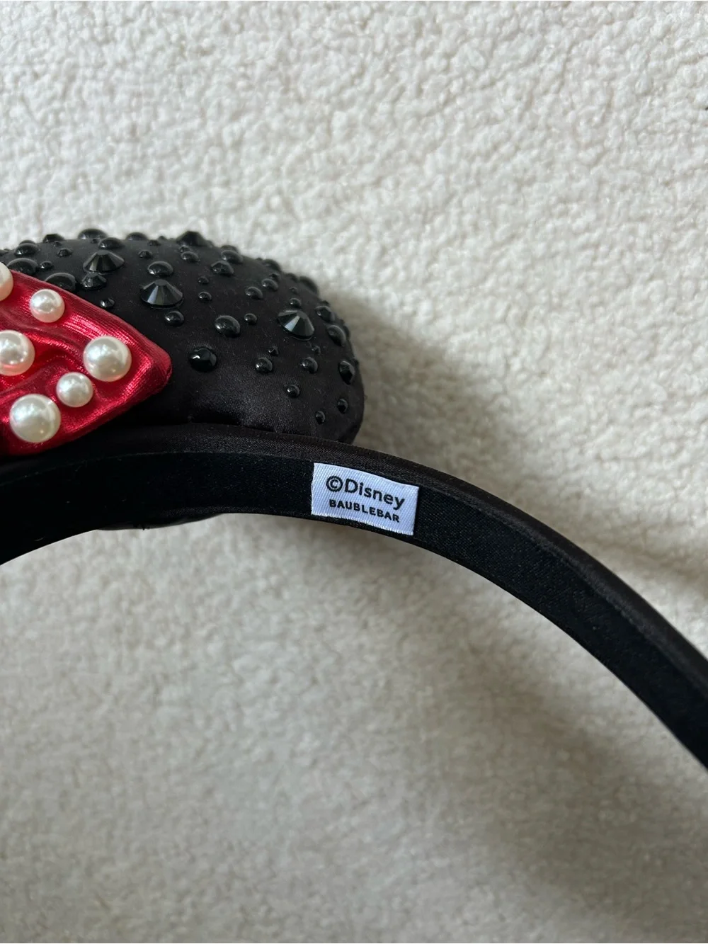 BaubleBar Disney Classic Minnie Mouse Ear Headband with Pearl-Embellished Bow